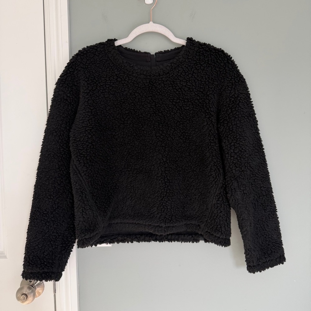 Lululemon "Wool Whenever" Black Crew Sherpa Fleece Pullover Sweater Sweatshirt